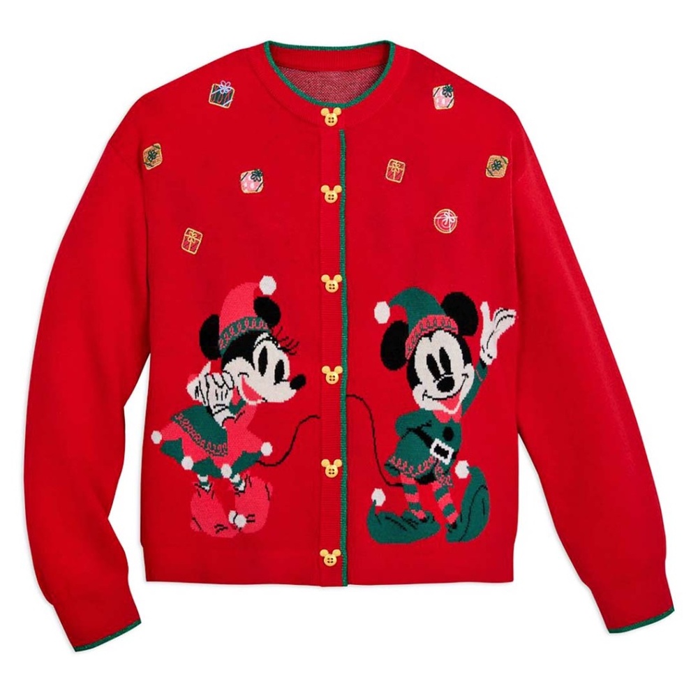 NWT Minnie and Mickey Mouse Holiday Cardigan M